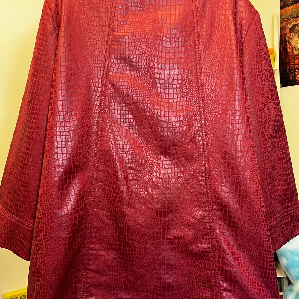 Ruby Rd Red Crocodile Textured Faux Leather Jacket Size 12 - Picture 2 of 6